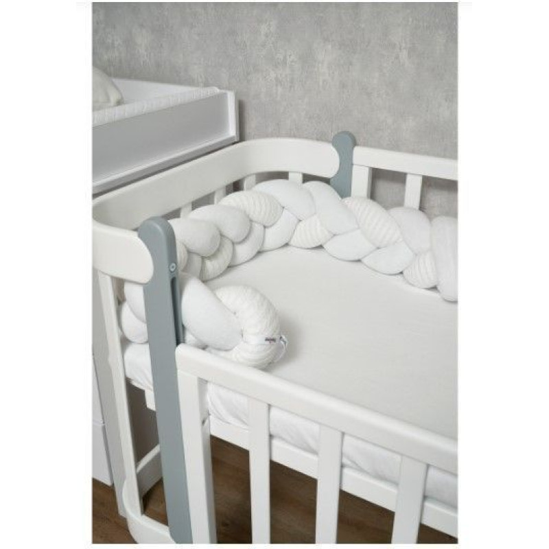 Бампер - косичка Twins 3-х прядна 120 см Pastel 2020-K3-120P-01, white, білий