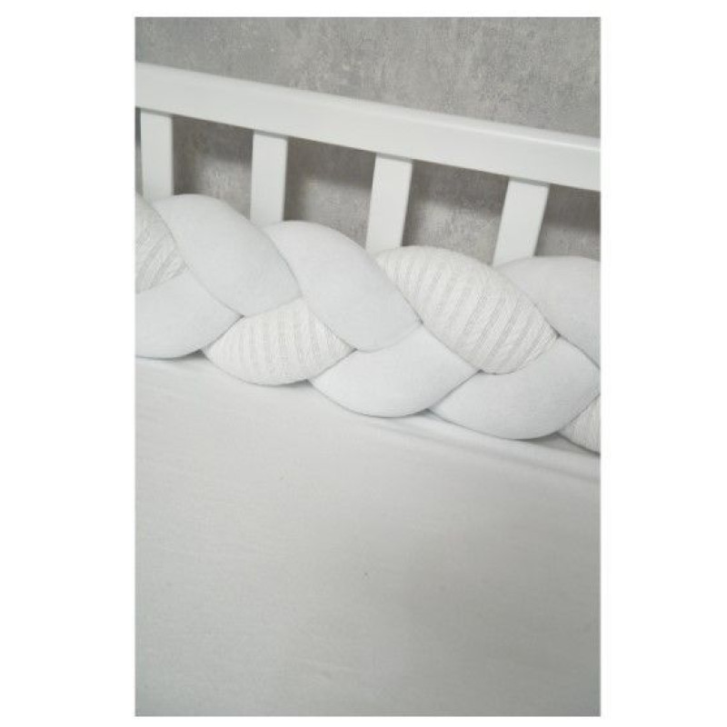 Бампер - косичка Twins 3-х прядна 120 см Pastel 2020-K3-120P-01, white, білий