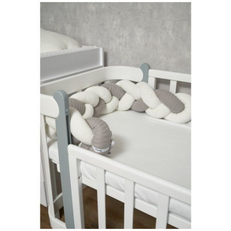 Бампер - косичка Twins 3-х прядна 120 см Pastel 2020-K3-120P-10, grey, сірий