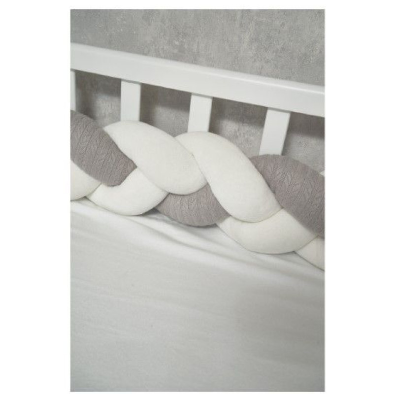 Бампер - косичка Twins 3-х прядна 120 см Pastel 2020-K3-120P-10, grey, сірий