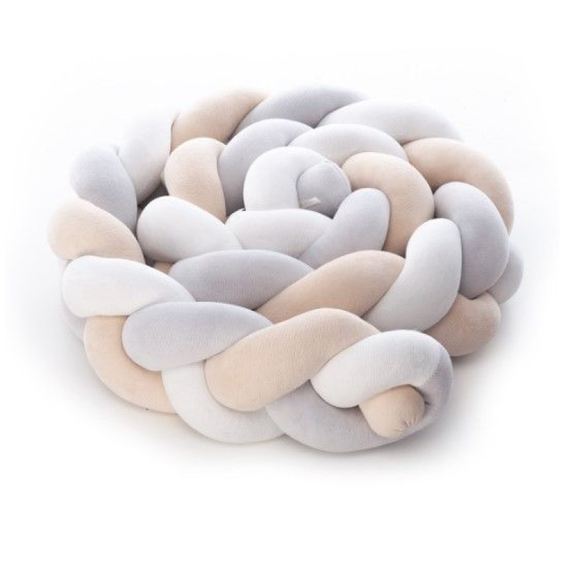 Бампер - косичка Twins 3-х прядна 220 см Ego 2020-K3-220E-02, beige, бежевий