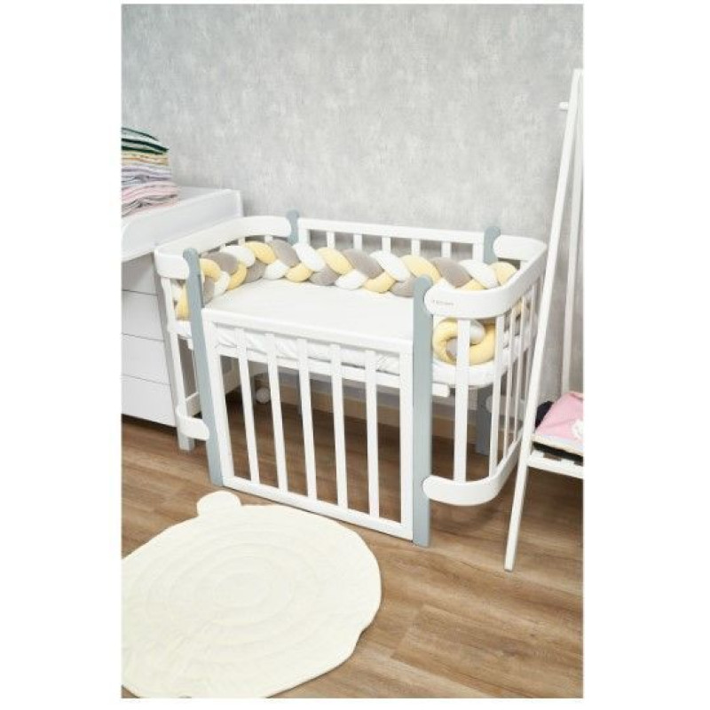 Бампер - косичка Twins 3-х прядна 240 см 2020-K3-240-0510202, yellow/grey/ecru, жовтий/сірий/молочний