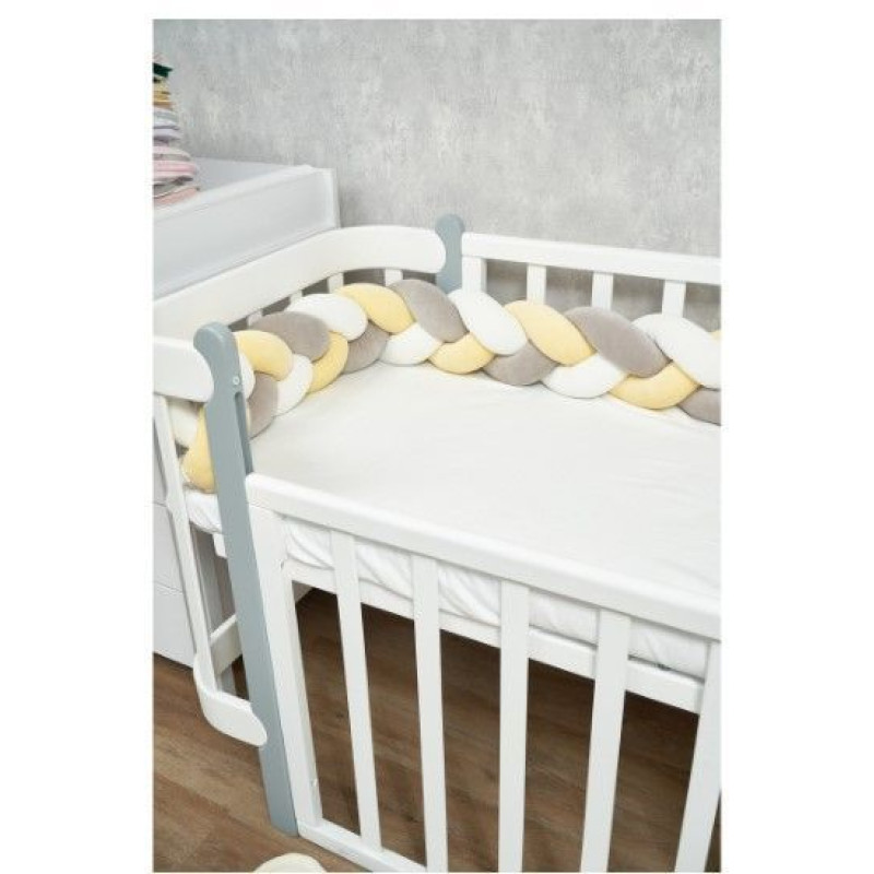 Бампер - косичка Twins 3-х прядна 240 см 2020-K3-240-0510202, yellow/grey/ecru, жовтий/сірий/молочний
