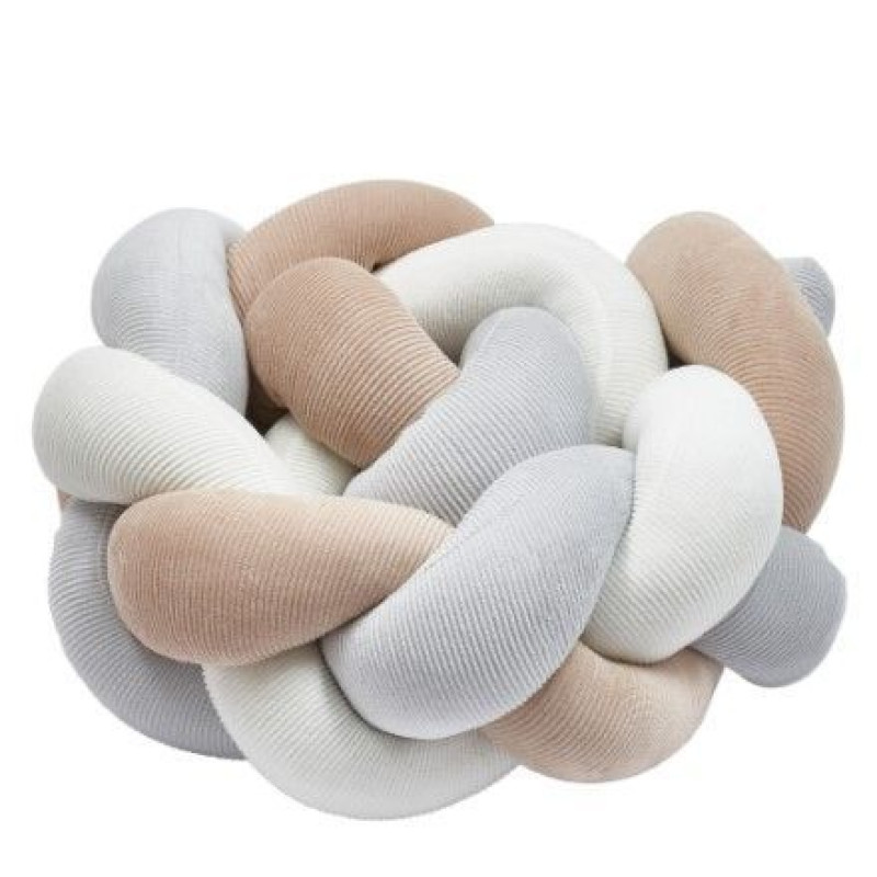 Бампер - косичка Twins 3-х прядна 240 см Ego 2020-K3-240E-1002, beige/ grey, сірий/беж