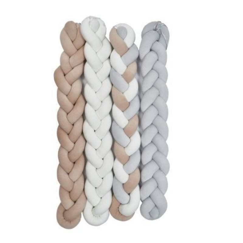 Бампер - косичка Twins 3-х прядна 240 см Ego 2020-K3-240E-1002, beige/ grey, сірий/беж