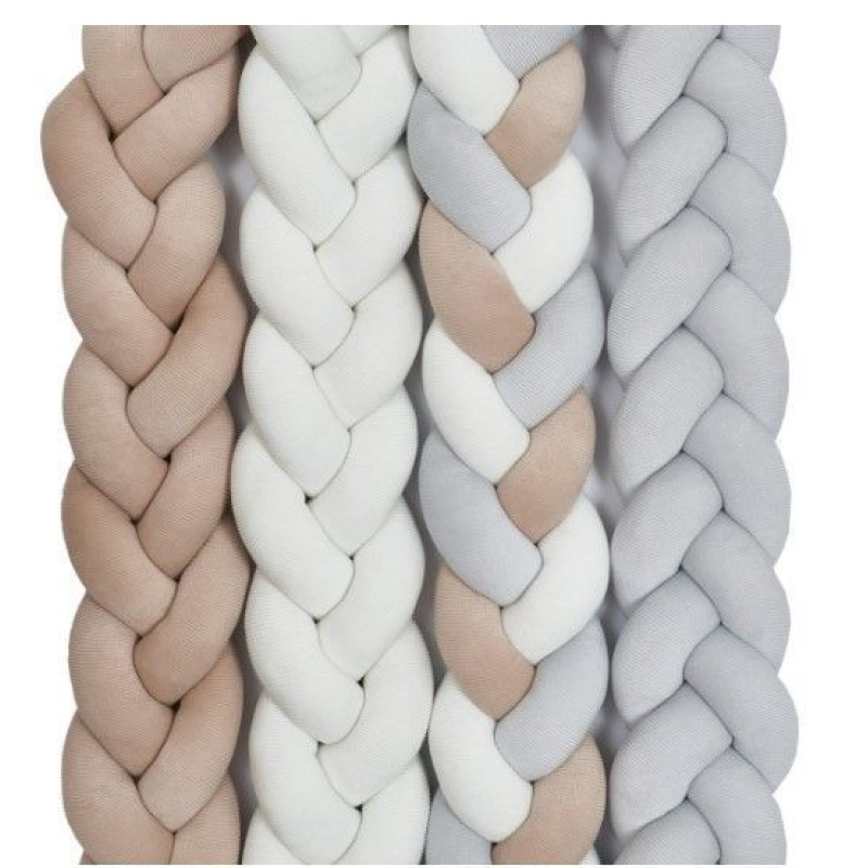 Бампер - косичка Twins 3-х прядна 240 см Ego 2020-K3-240E-1002, beige/ grey, сірий/беж