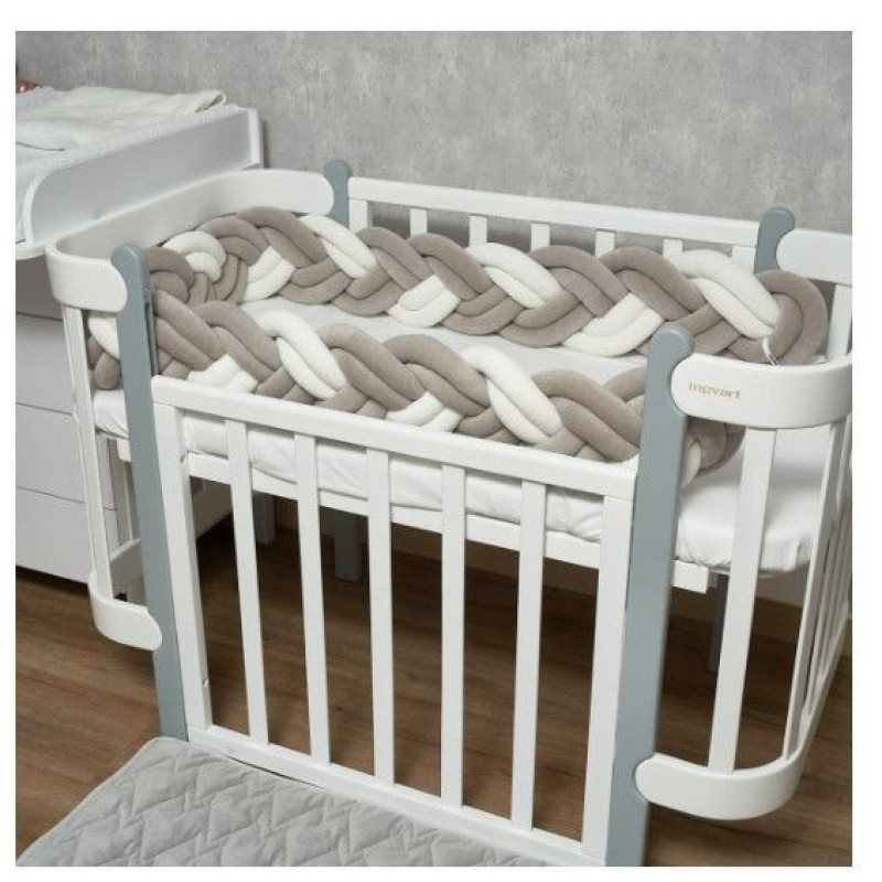 Бампер - косичка Twins 3-х прядна подвійна 240 см 2020K32-240-0110, біло/сірий