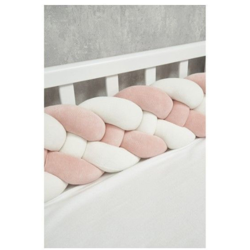 Бампер - косичка Twins 4-х прядна 200 см 2020-K4-200-24202, powder pink/ecru