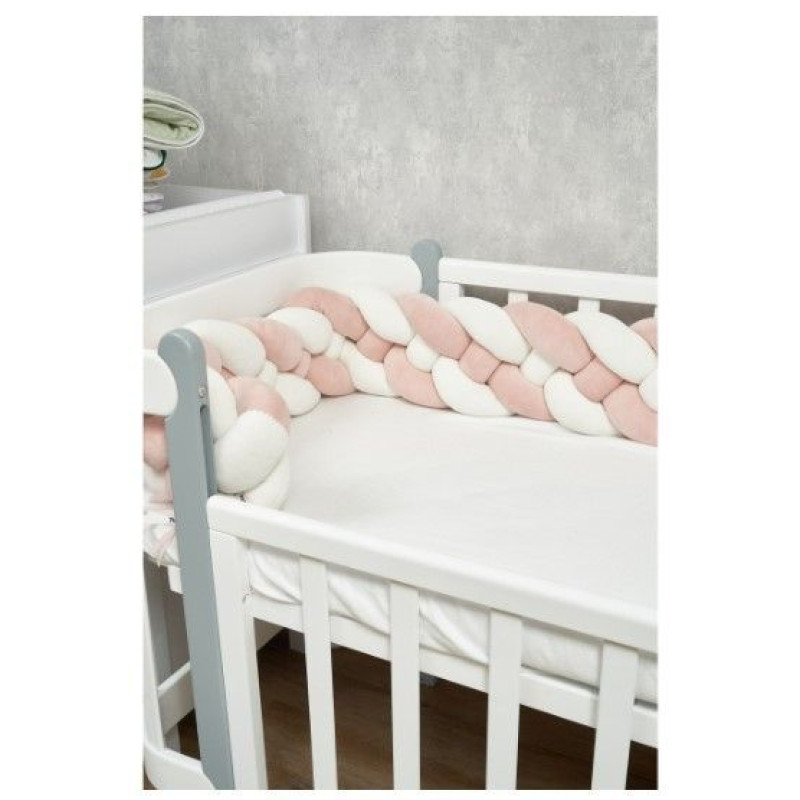 Бампер - косичка Twins 4-х прядна 200 см 2020-K4-200-24202, powder pink/ecru