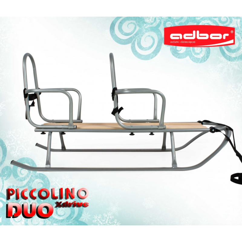 Санки для двійні Adbor Piccolino DUO зі спинкою срібні