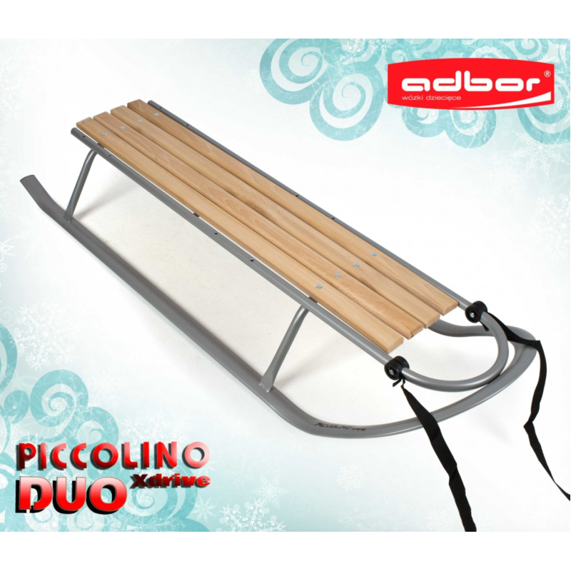 Санки для двійні Adbor Piccolino DUO зі спинкою срібні