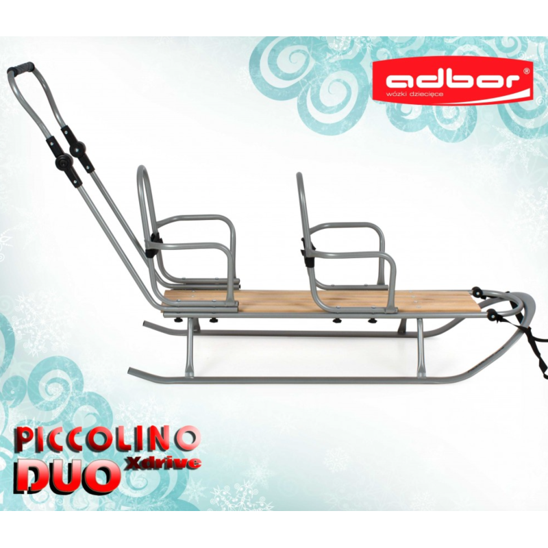 Санки для двійні Adbor Piccolino DUO зі спинкою срібні