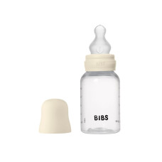 Дитяча пластикова пляшечка BIBS Baby Bottle Round Silicone 150 мл Slow Flow Ivory (повільний потік)