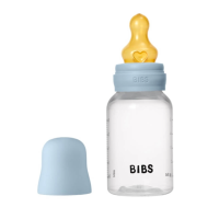 Дитяча пластикова пляшечка BIBS Baby Bottle Round Latex 150 мл Slow Flow Baby Blue (повільний потік)