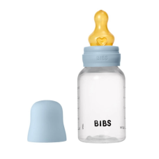 Дитяча пластикова пляшечка BIBS Baby Bottle Round Latex 150 мл Slow Flow Baby Blue (повільний потік)
