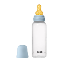 Дитяча пластикова пляшечка BIBS Baby Bottle Round Latex 270 мл Medium Flow Baby Blue (середній потік)