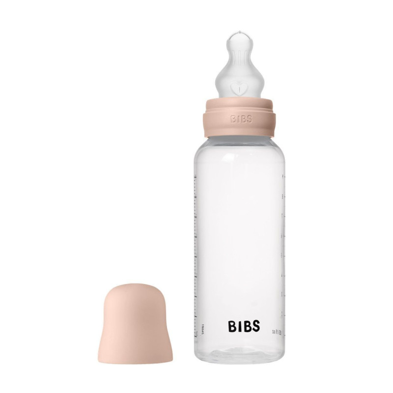 Дитяча пластикова пляшечка BIBS Baby Bottle Round Silicone 270 мл Medium Flow Blush (середній потік)