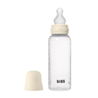 Дитяча пластикова пляшечка BIBS Baby Bottle Round Silicone 270 мл Medium Flow Ivory (середній потік)