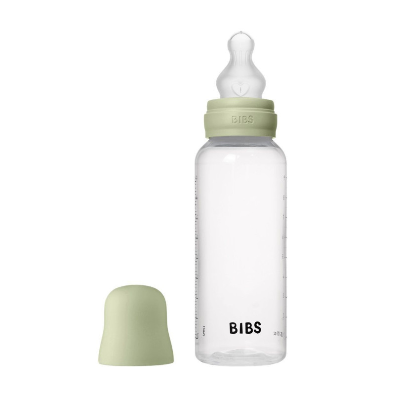 Дитяча пластикова пляшечка BIBS Baby Bottle Round Silicone 270 мл Medium Flow Sage (середній потік)