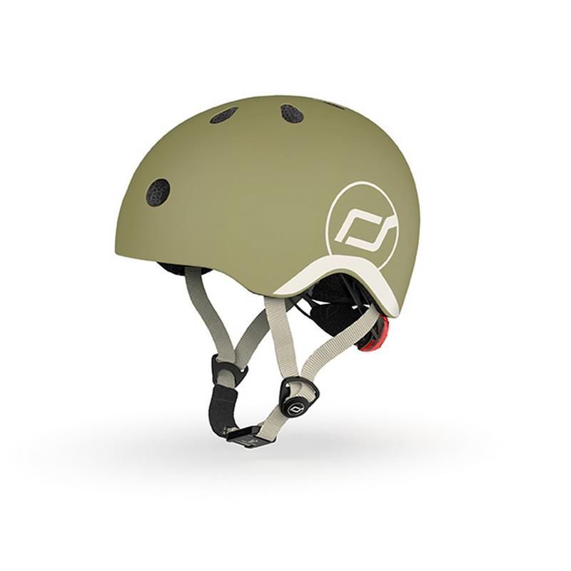 Шолом захисний дитячий Scoot and Ride, оливковий з ліхтариком 45-51см