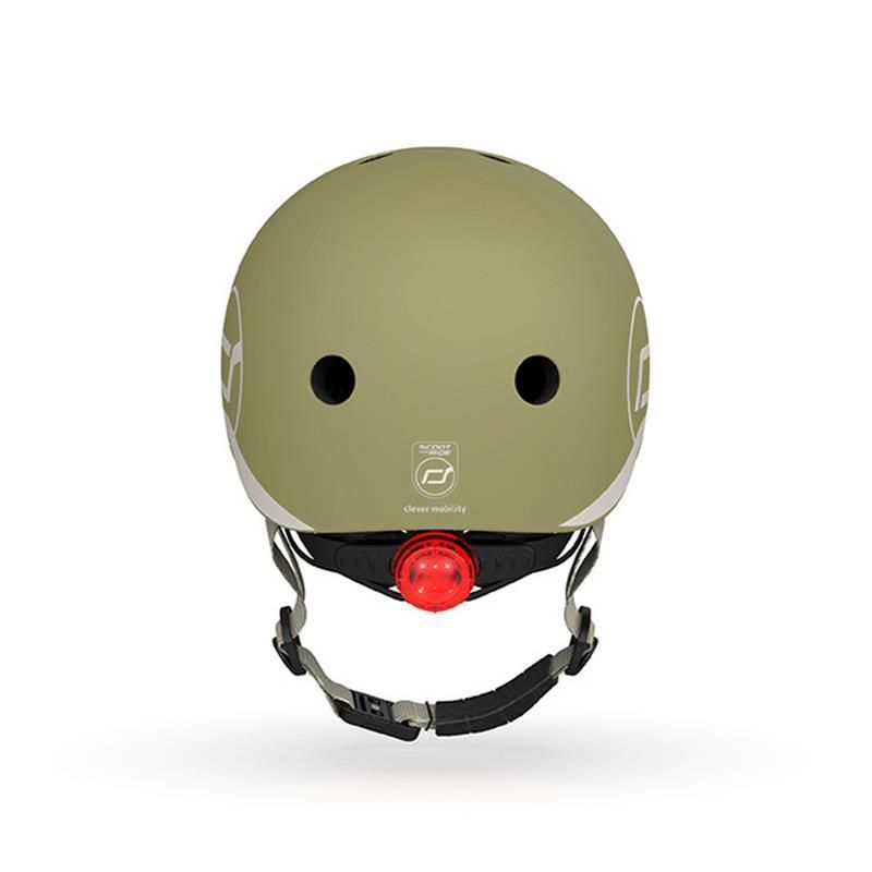 Шолом захисний дитячий Scoot and Ride, оливковий з ліхтариком 45-51см