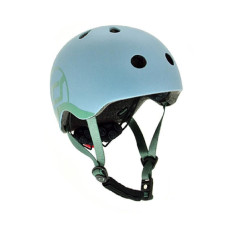 Шолом захисний дитячий Scoot and Ride, сіро-синій, з ліхтариком, 45-51см