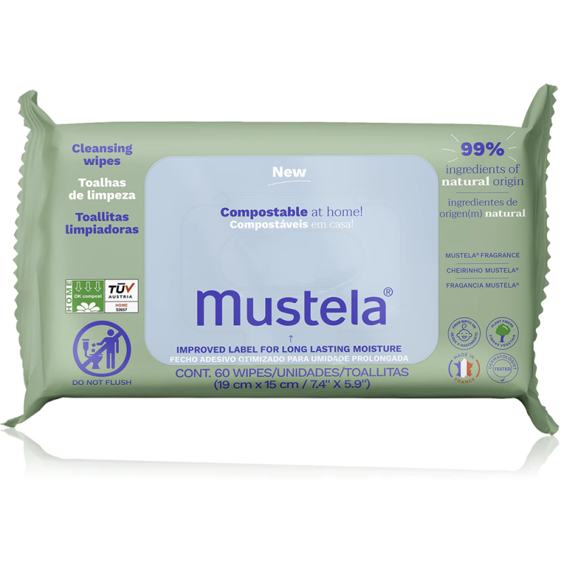 Очищуючі серветки Mustela Cleansing wipes compost 60 шт