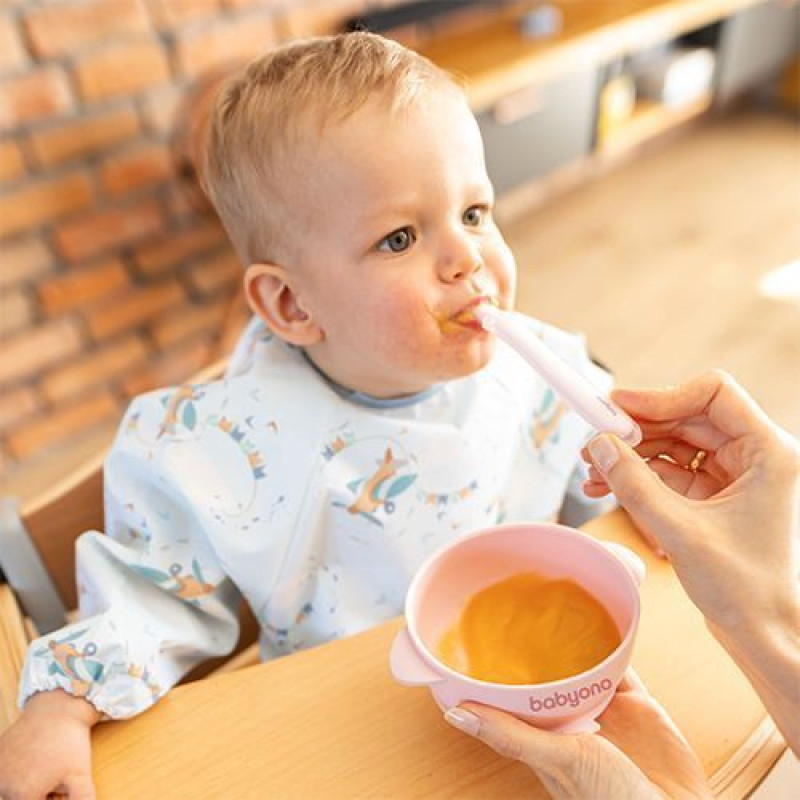 Силіконова миска Babyono з присоскою та кришечкою (Рожева) 1662/02