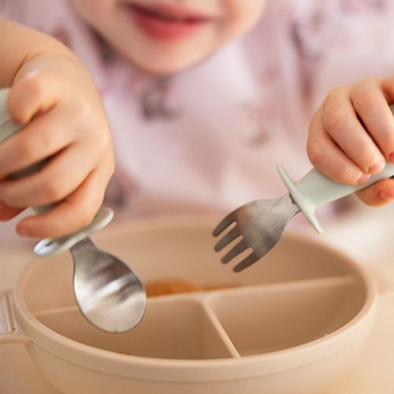 Ложечка і виделка з нержавіючої сталі (бежеві) Babyono | арт.1665/03