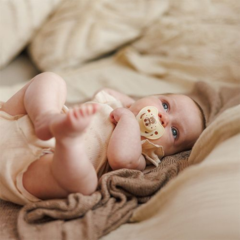 Пустушка анатомічна силіконова 0-6 міс. (беж/коричнева) BabyOno 1670/01