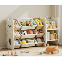 Стелаж з полицею монтессорі KiviBaby 3в1 "Bear" молочний/білий