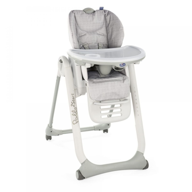 Стільчик для годування Chicco Polly 2 Start Happy silver